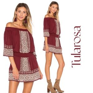 Tularosa for Revolve Burgundy Boho Off-Shoulder Blouse Sz S EUC